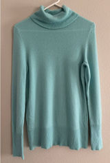 Victor Cashmere Turtleneck‎ Sweater Womens Medium Light Icy Blue Quiet Luxury Photo 0