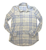 Workshop Republic Cabincore Soft Grunge Cozy Plaid Snap Front Shirt Blue Cream M Photo 0
