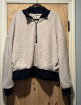 Fabletics Dream Polar Fleece Pullover Womens 3X Cream‎ Black Quarter Zip Sherpa Photo 0
