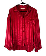 Victoria's Secret Red Striped Button Front Sleepshirt Lounge Pajamas Women Sz M Photo 0