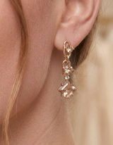 Vince Camuto Gold Tone Champagne Crystal Chain Link Drop Earrings Womens‎ New Photo 0