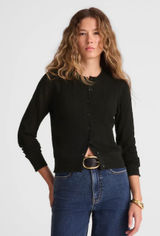 Madewell | NWT Signature Knit Pointelle Cardigan Black Cropped Sweater | Sz L Photo 0