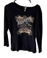 American Eagle Western Rodeo Shirt M Black Long Sleeve Rhinestone Cowgirl Western Grunge Photo 0