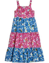 Tiered Floral Maxi Dress Square Neck Smocked Bodice Strappy Summer Vacation Photo 0