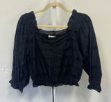 NWT Urban Bliss Black Eyelet Embroidered Crop Top Puff Sleeve Square Neck Boho Photo 0
