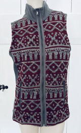 Ruff Hewn - Cranberry Knit Gray Fleece Back Full Zip Vest - Women's Large Photo 0