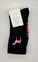 PINK Victoria’s Secret 2-Pack Crew Socks White Black One Size NWT Photo 0