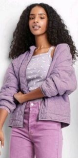 Wild Fable Lavender Cloud‎ Quilted Zip Up Hoodie Jacket Women's Size Small Photo 0