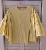 Anthropologie dRA Los Angeles Striped Yellow Bell Sleeve Ruffled Top XS Photo 0