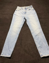 American Eagle Outfitters Womens Mom Jeans Light Wash Distressed High Rise Size Photo 0