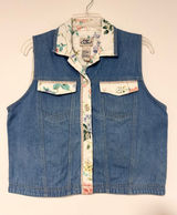 Vintage Koret City Blues Vintage Denim Floral Vest Small Blue Rose Back Cotton M Photo 0