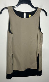 Ann Taylor layered split hem sleeveless top‎ tan black size medium Photo 0