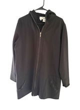 Saks Fifth Avenue Vintage Y2k Black Cotton Zip Up Longline Hoodie Jacket 1X Photo 0