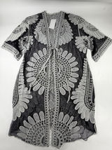 Ember Grey Black Floral Lace Mesh Kimono Cardigan Tie Front ST8449 NWT Medium Photo 0