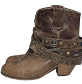 Corral studded strap ankle boots in distressed brown leather 9.5 Photo 0