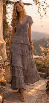 Sundance Sz 10 Women Maxi Dress Lace Tiered Linen Embroidered Whimsy Fairy Boho Photo 0