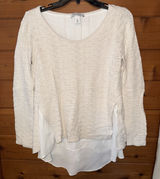 White House Black Market Sweater Knit Hi Low Ivory Coastal Medium Photo 0