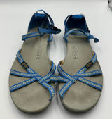 Keen Emerald City Strappy Sandals Blue Yellow Woven Ankle Strap Womens 8 Photo 0