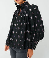 Tuckernuck Corrigan Blouse Black Pink Blurred Dot Fil Coupe size L Photo 0