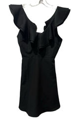 Lulus Dress Womens Small Black Ruffled Sleeves Mini Length Fit & Flare Zip LBD Photo 0