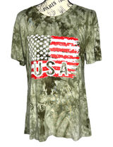 (L) Camouflage Tie-Dye Flag USA Short Sleeve Round Neck Soft Tee Photo 0