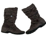 Shiekh sz9 grey comfy faux suede “Savannah” side zip strappy boots EUC No box Photo 0