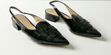M.Gemi Black Patent Leather Woven Pointed Slingback Block Heel 40.5 IT 9.5 US Photo 0