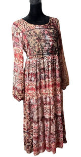 Knox Rose Embroidered Sheer Tiered Maxi Dress M Flowy Folk Floral Cottagecore Photo 0