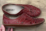 Pikolinos‎ Jerez Floral Leather Cut-Out Detail Moccasin Loafers Red 37 (7) Photo 0
