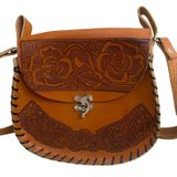Hand tooled Leather‎ Crossbody Bag Floral Shoulder Bag Western Purse mexican Photo 0