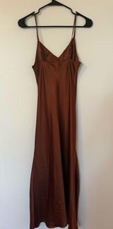 Brown Satin Ellison Maxi Dress Photo 0