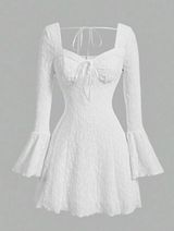 White Eyelet Corset Mini Dress | Romantic Cottagecore Photo 0
