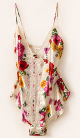 Vintage Victoria’s Secret Floral Satin Lace Teddy Bodysuit Size P Photo 0