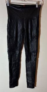 SPANX Faux Leather Moto Leggings Black High Waist Size Medium Photo 0