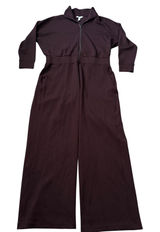 Spanx Air Essentials Long Sleeve Wide Leg Jumpsuit Sz 2x Truffle Brown Front Zip Photo 0