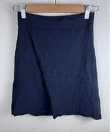 Free People Ribbed Mini‎ Skirt Women XS Black Faux Wrap Minimalist Dark Academia Photo 0