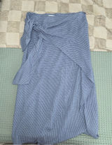 Miou Muse Light Blue Gingham Wrap Skirt Midi Draped Tie Detail Womens Size M NWT Photo 0