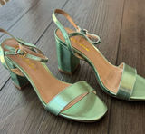 Lulu's Metallic Green Block Heel Sandals Photo 0