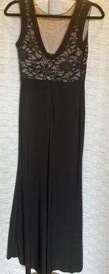 Morgan & Co. Black Lace Fitted Bodice Floor Length Dress Leg Slit Size 5/6 Photo 0