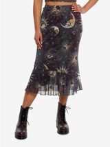 Cosmic Aura Hot Topic Celestial Skull Midi Skirt XL Photo 0