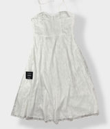 Lulus NWT Loveliest Looks White Floral Jacquard Tie Strap Midi dress Size M Photo 0