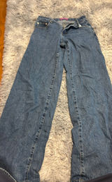 Dark Wash Edikted Low-Rise Jeans Wide-Leg Photo 0