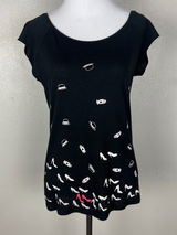 Umsteigen Top Womens M Black‎ Heels Hats Magician Bamboo Organic Cotton T-Shirt Photo 0