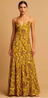 J. Crew Collection Yellow Poplin Floral Maxi Dress Size Small Photo 0