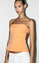 ZARA Orange Strapless “Bustier Top Tangerine” Photo 0