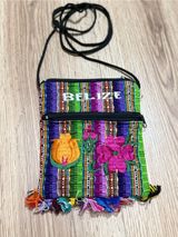 Belize Embroidered Woven Crossbody Bag Colorful Floral Fringe Passport Purse Photo 0
