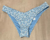 Abercrombie & Fitch Floral‎ Pattern Blue Bikini Bottom High Leg Cheeky Size XL Photo 0
