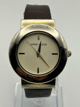 Anne Klein AK/2756T Gold Case Brown Leather Women’s Watch Working New Battery Photo 0