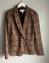 Derek Lam 10 Crosby Heritage‎ Equestrian Academia Brown Plaid Red Blazer size 6 Photo 0