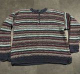 NY Jeans Sweater‎ Womens M Pullover Stripe Colorblock Heavy Ramie VTG 90s D-206 Photo 0